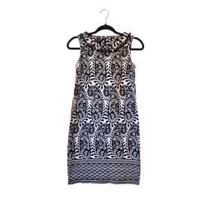 New $125 Talbots Women’s Medium 8 10 Black Paisley 100% Cotton Dress Pom Pom Fun